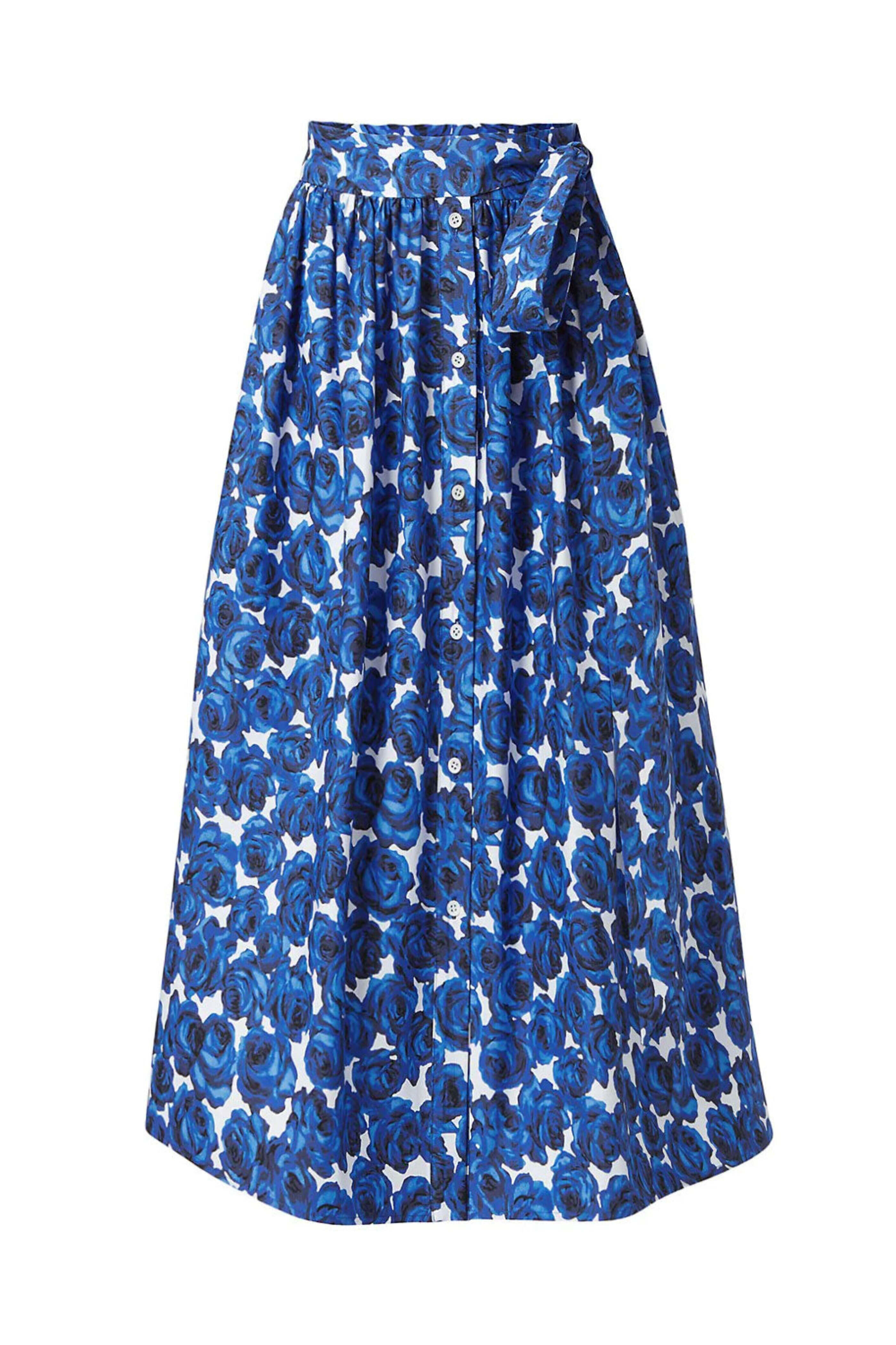 【関税込み】CAROLINA HERRERA High waist skirt Carolina Herrera - Blue Floral High Waist A Line Skirt