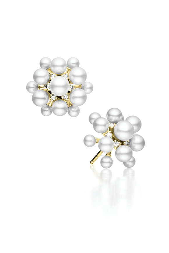 Paul Morelli 18K Yellow Gold Pearl Orbit Stud Earrings