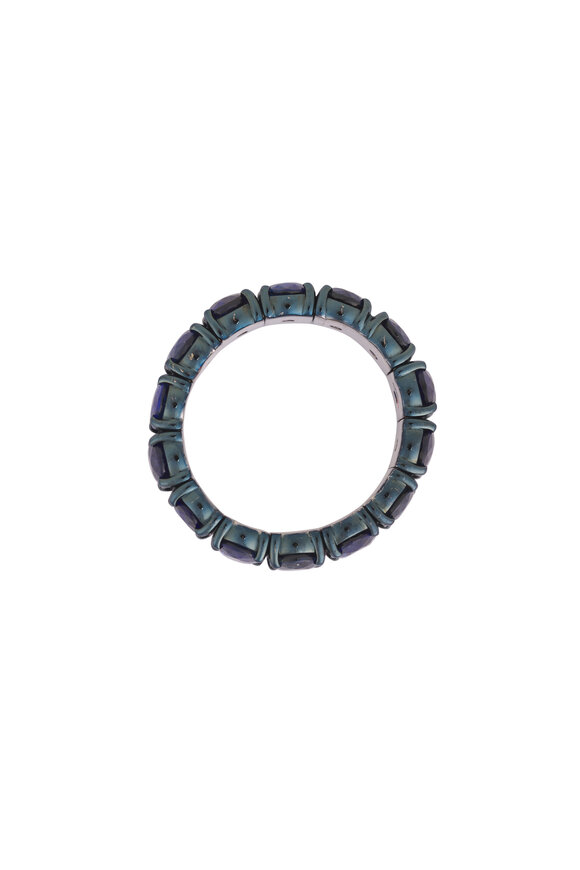 ZYDO 18k White Gold Oval Cut Sapphire Stretch Ring - view 2