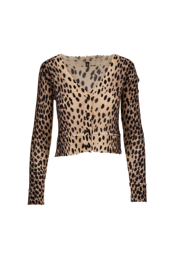 R13 - Cheetah Print Cashmere Distressed Baby Cardigan