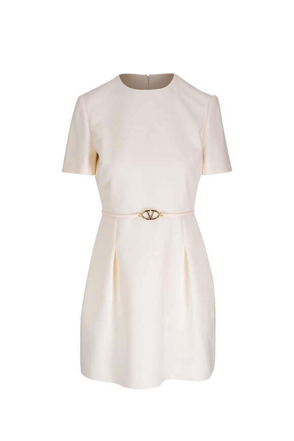 Valentino - Ivory Wool & Silk Belted Mini Dress