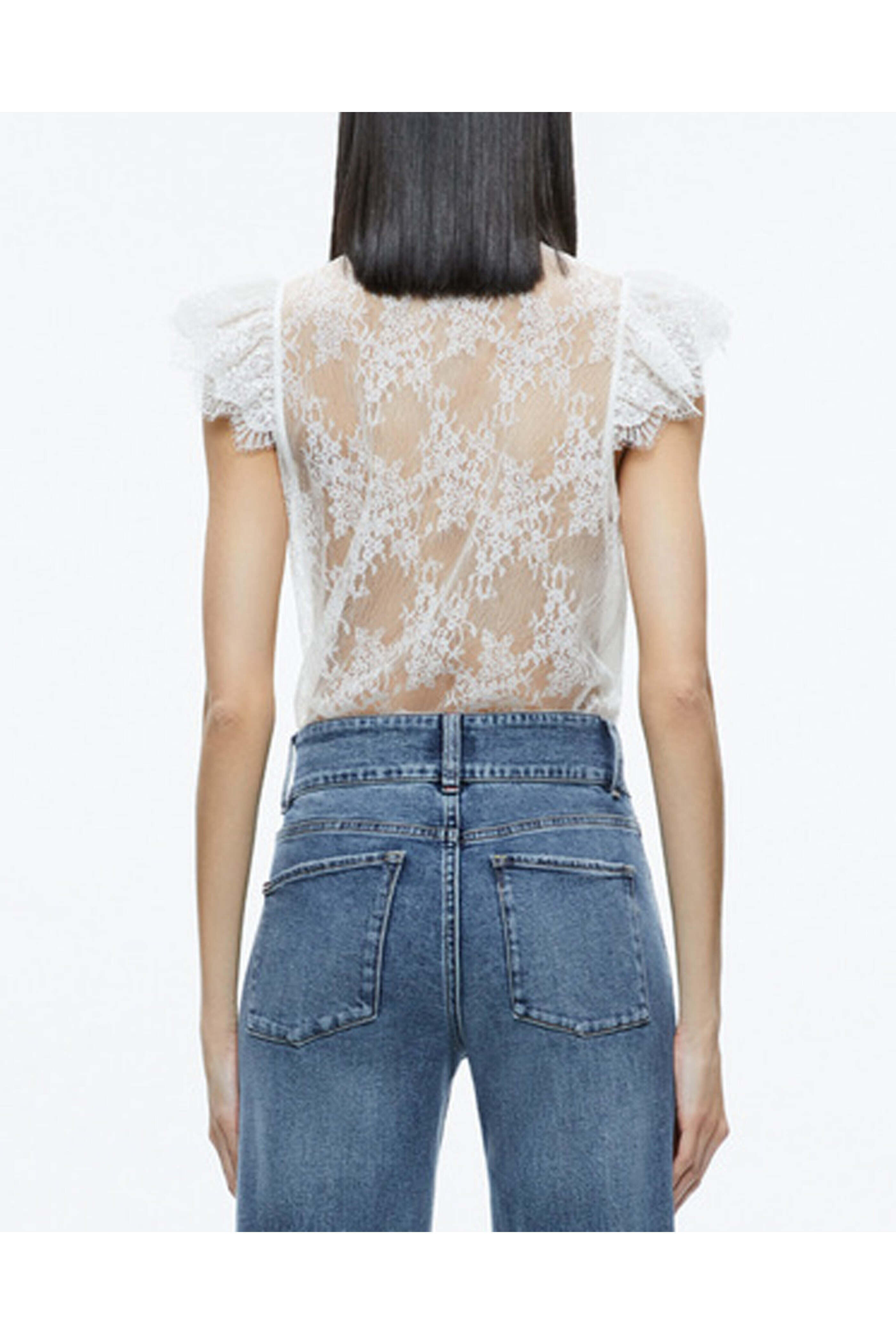 Alice & Olivia - Off White Lace Talulah Blouse