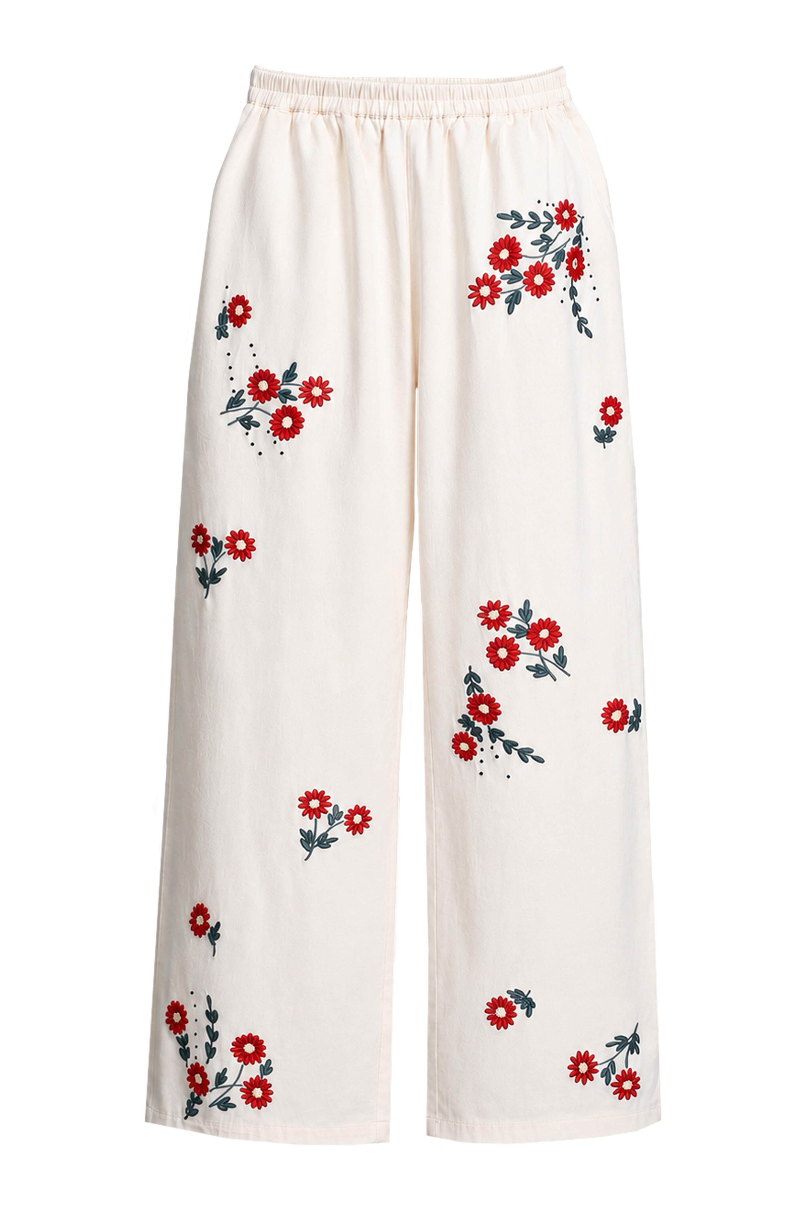 The Great - The Natural Field Floral Embroidered Easy Pant