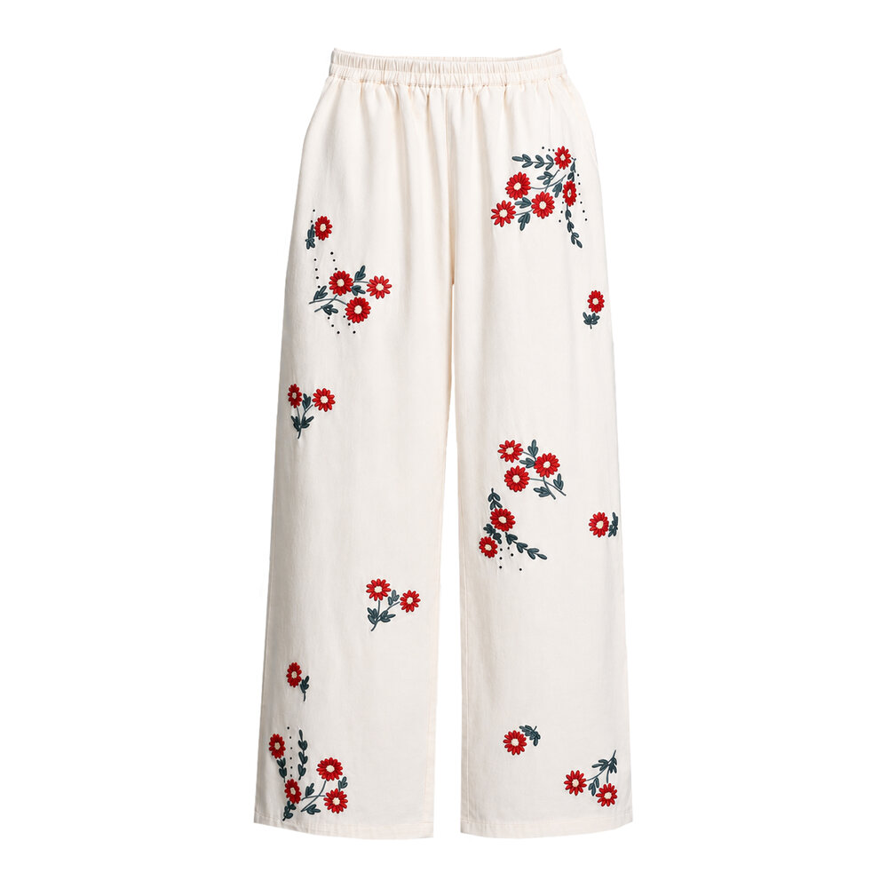 The Great - The Natural Field Floral Embroidered Easy Pant