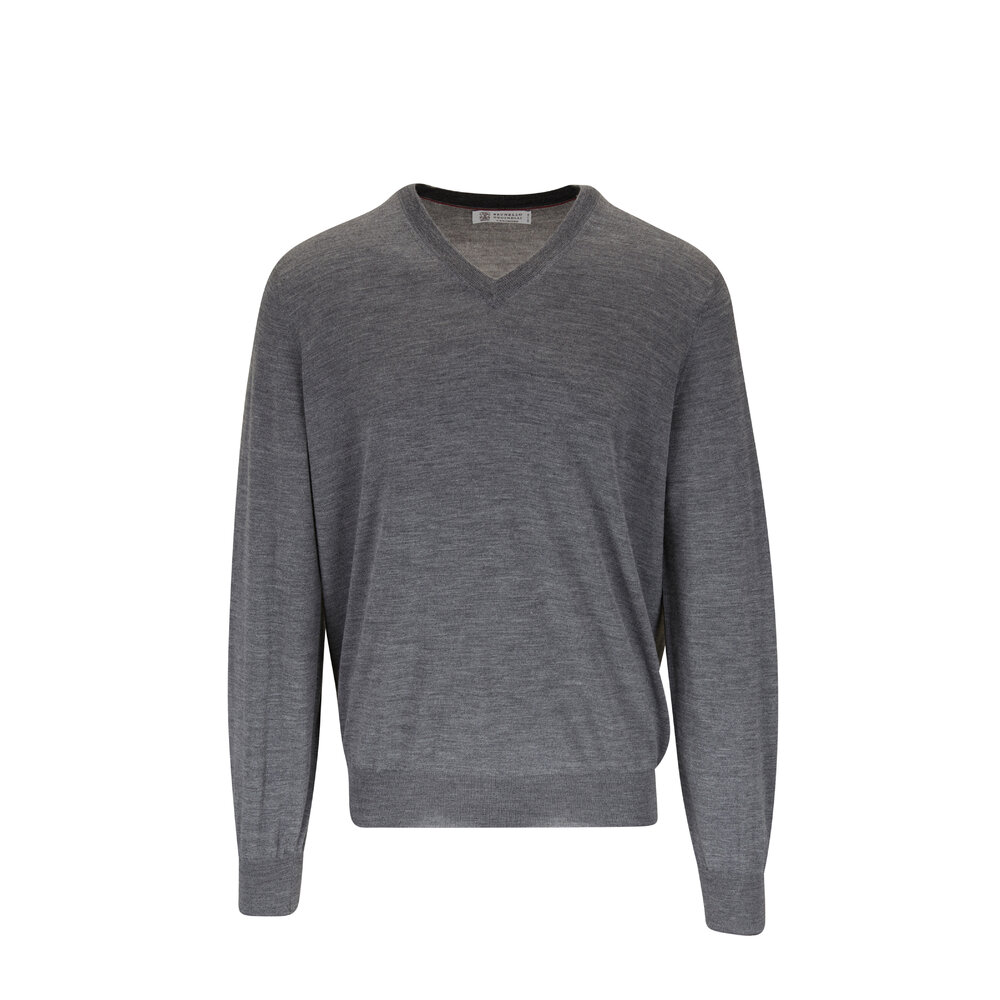 Brunello Cucinelli - Charcoal Gray Wool & Cashmere Sweater