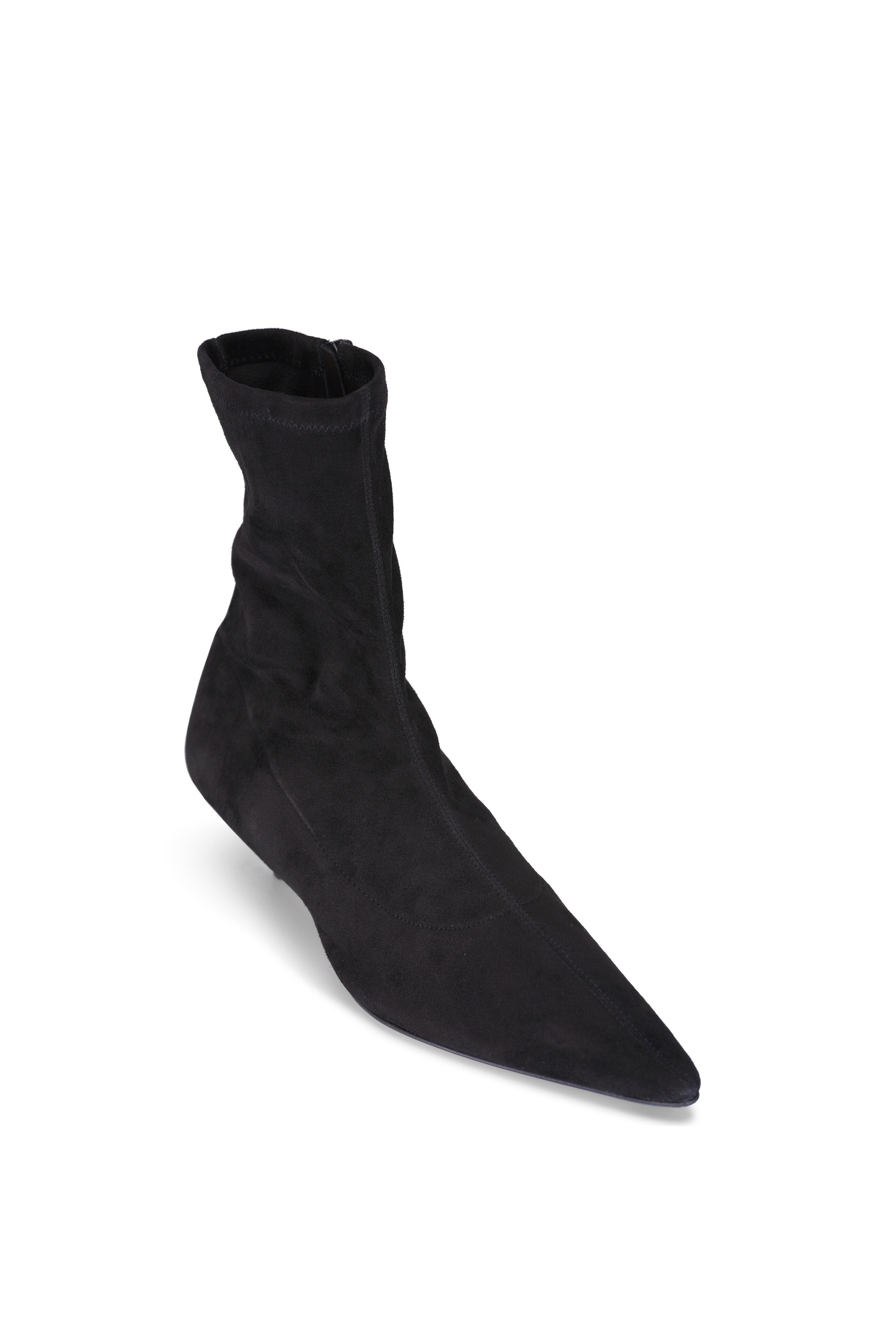 The Row - Liisa Black Suede Kitten Bootie | Mitchell Stores