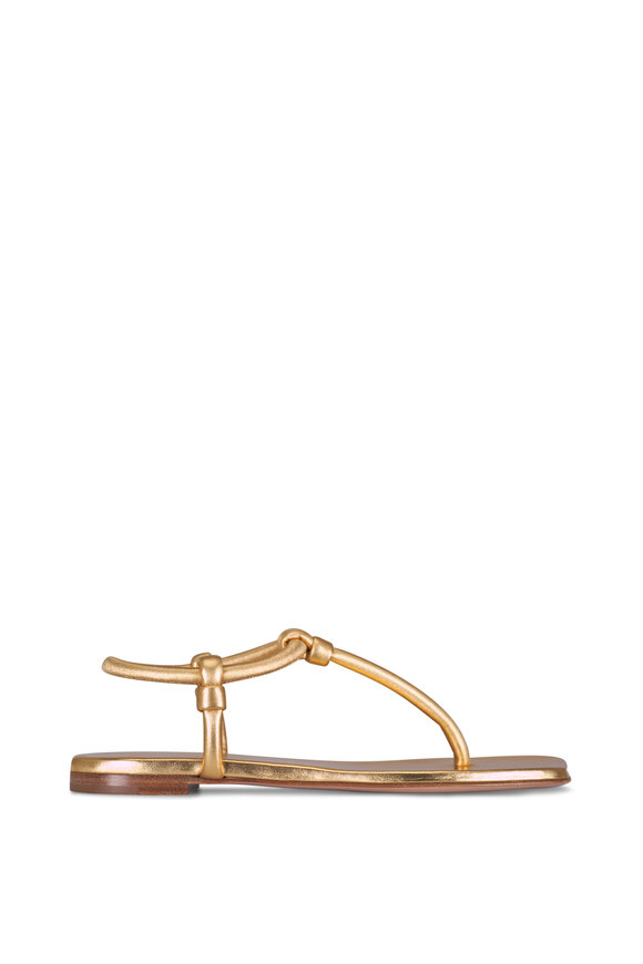 Gianvito Rossi Juno Gold Metallic Leather Sandal - view 3