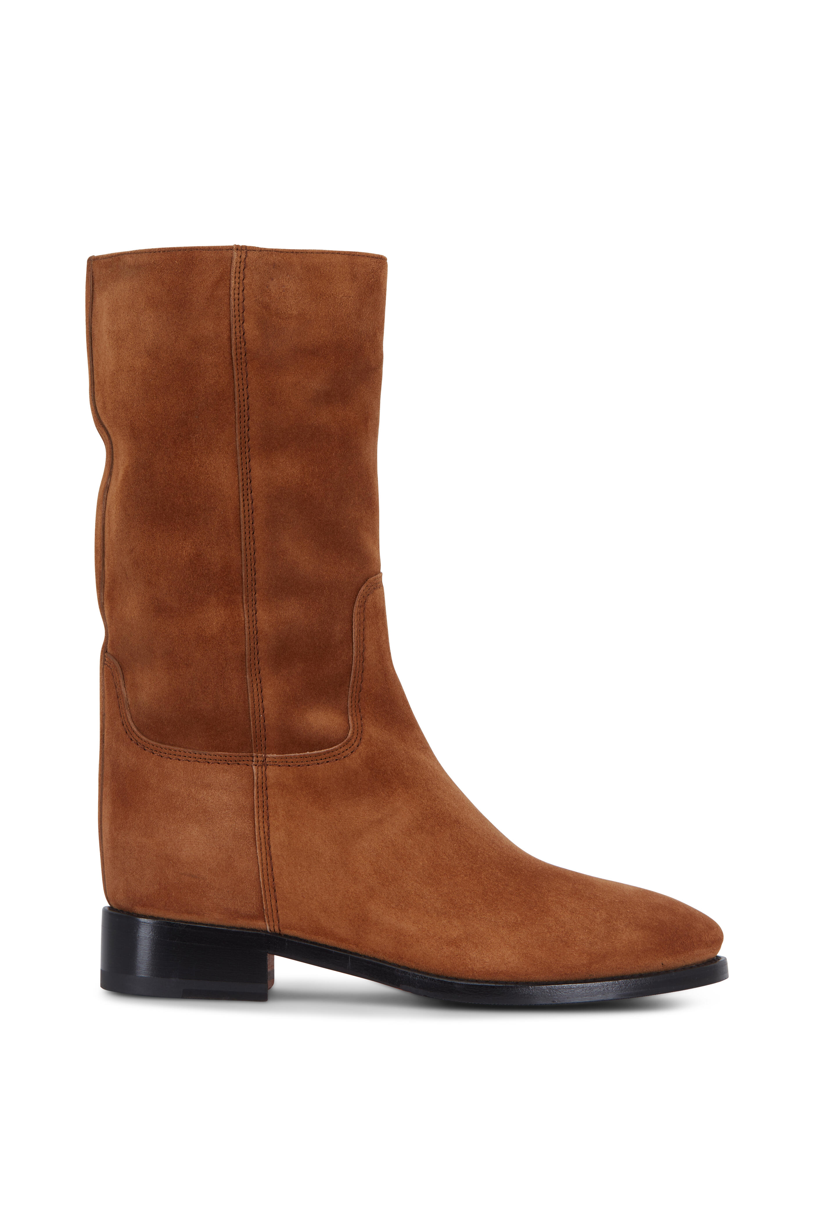 Santoni - Hermione Cognac Suede Mid Calf Boot