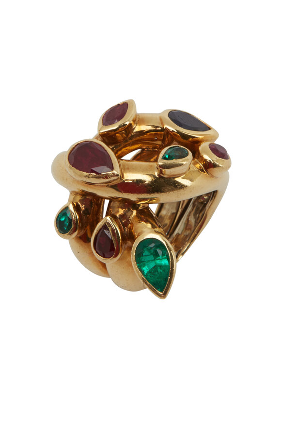 Fred Leighton - Yellow Gold Jeweled Cocktail Ring