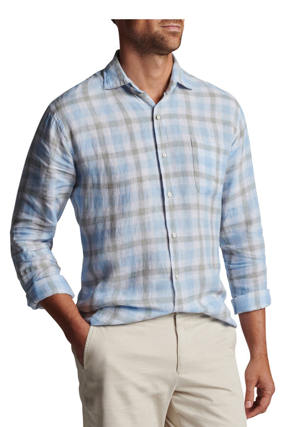 Peter Millar - Sea Oat Blue Sound Linen Sport Shirt