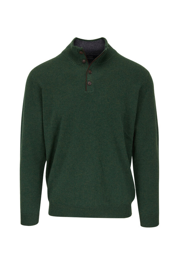 Kinross - Cedar Cashmere Quarter-Button Sweater