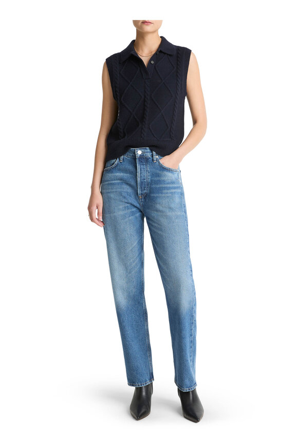 Vince Coastal Blue Cable Knit Sweater Vest - view 4