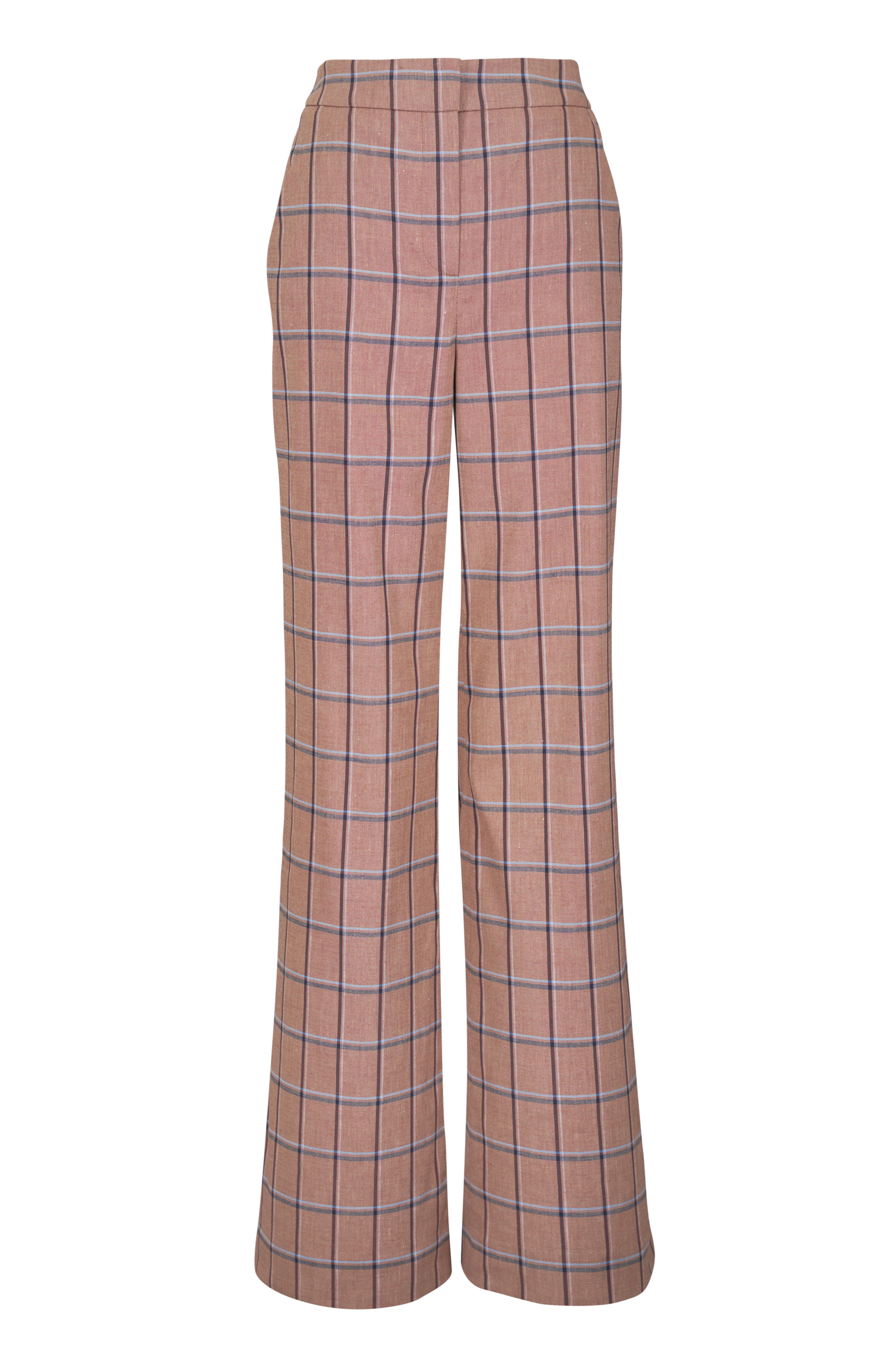 Veronica Beard - Tonelli Ochre Multicolor Plaid Wide Leg Pant - view 1