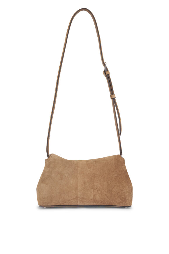 Totême T-Lock Dark Tan Suede Leather Clutch - view 2