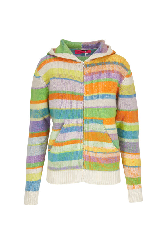 The Elder Statesman - Mulitcolor Stripe Cashmere Hoodie