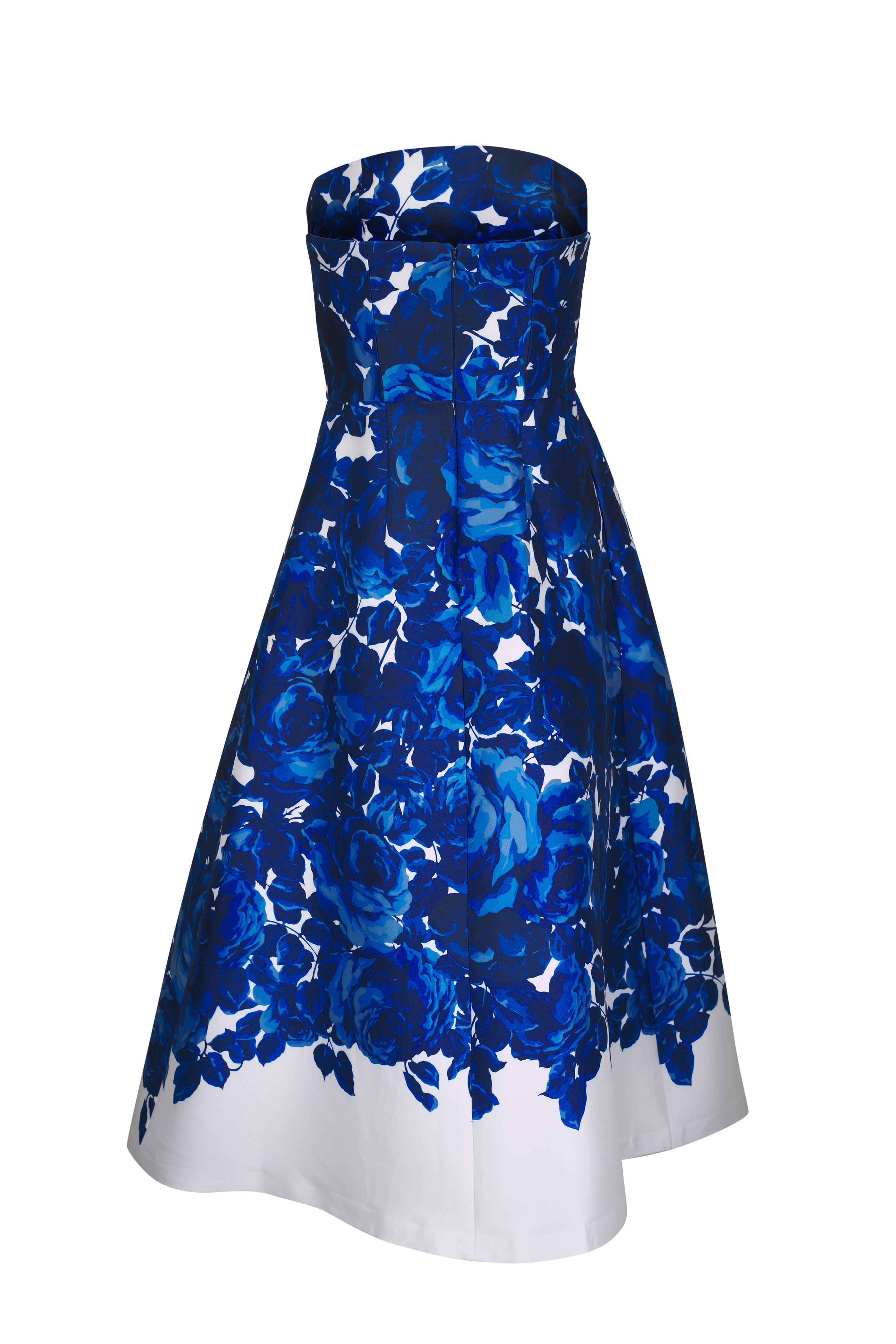 Sachin + Babi - Shay Blue Nocturne Roses Print Stretch Mikado Gown