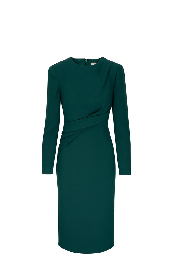 Roland Mouret - Green Wool & Silk Long Sleeve Dress