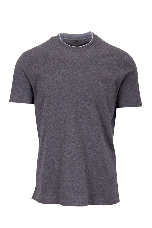 Brunello Cucinelli - Gray Cotton Crewneck Basic T-Shirt