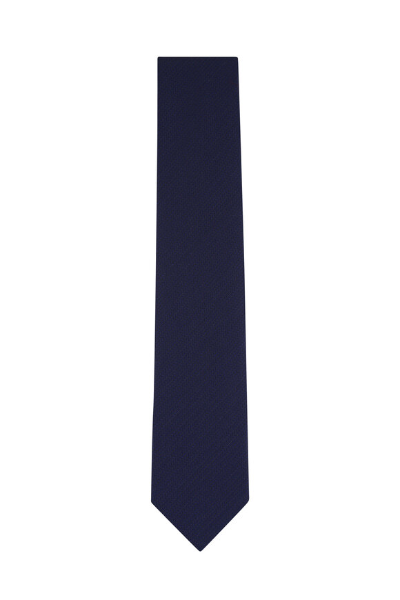Brioni Navy Woven Silk Necktie - view 1