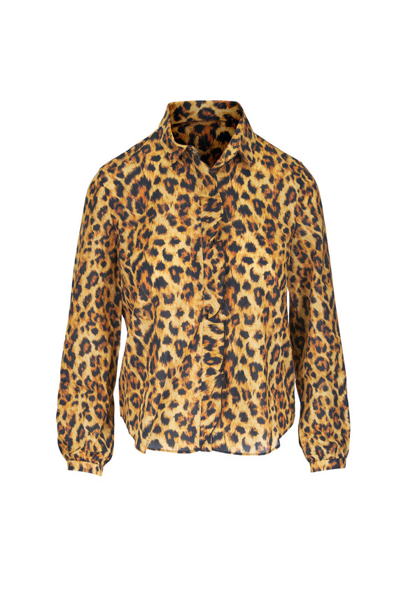 R13 Animal Print Ruffle Blouse - view 1