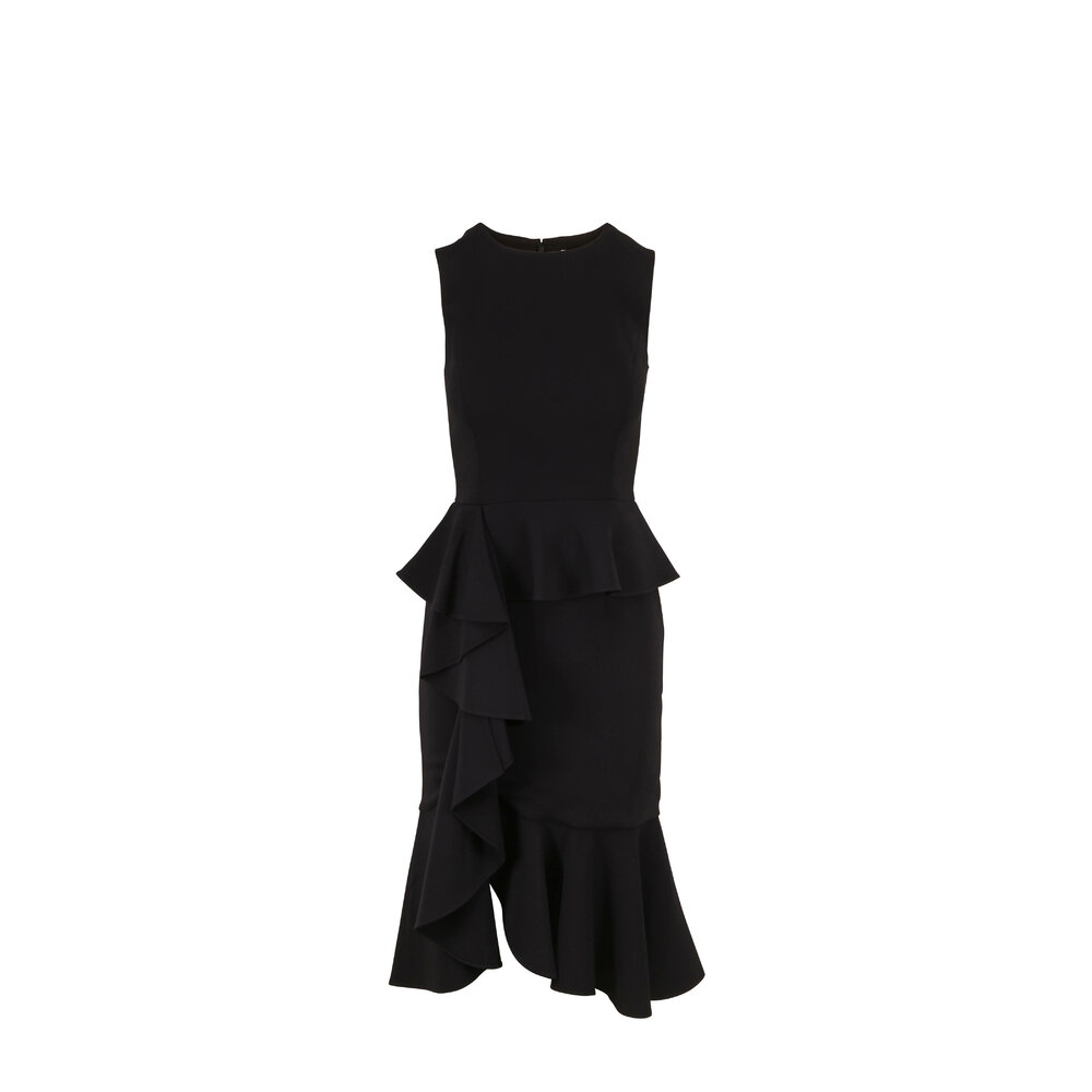 Michael Kors Collection Black Flounce Hem Sleeveless Dress