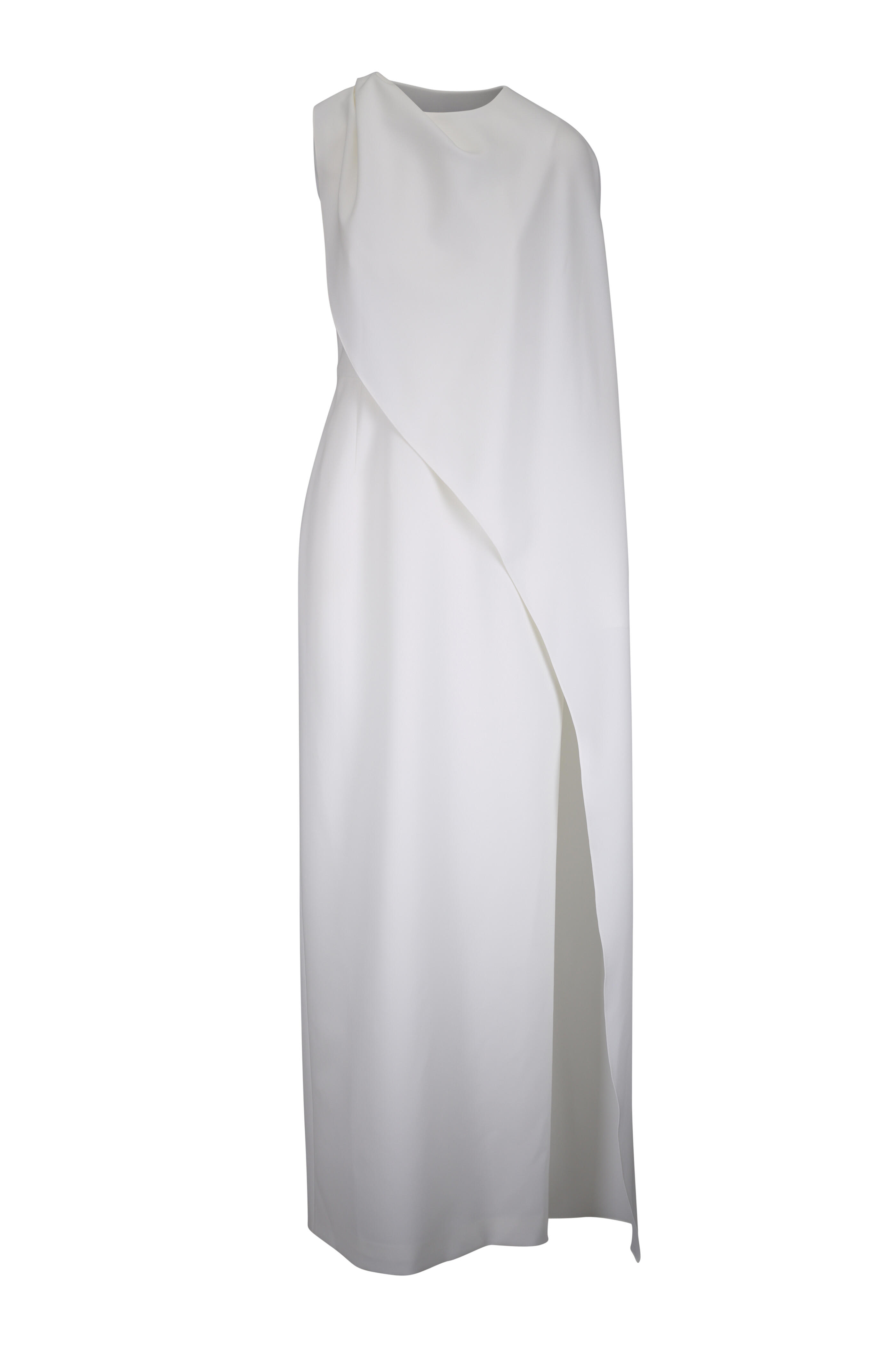 Carolina Herrera - White One Shoulder Drape Column Gown