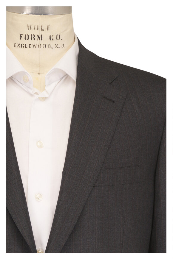 Brioni Anthracite 170's Tonal Pinstripe Wool Suit - view 1