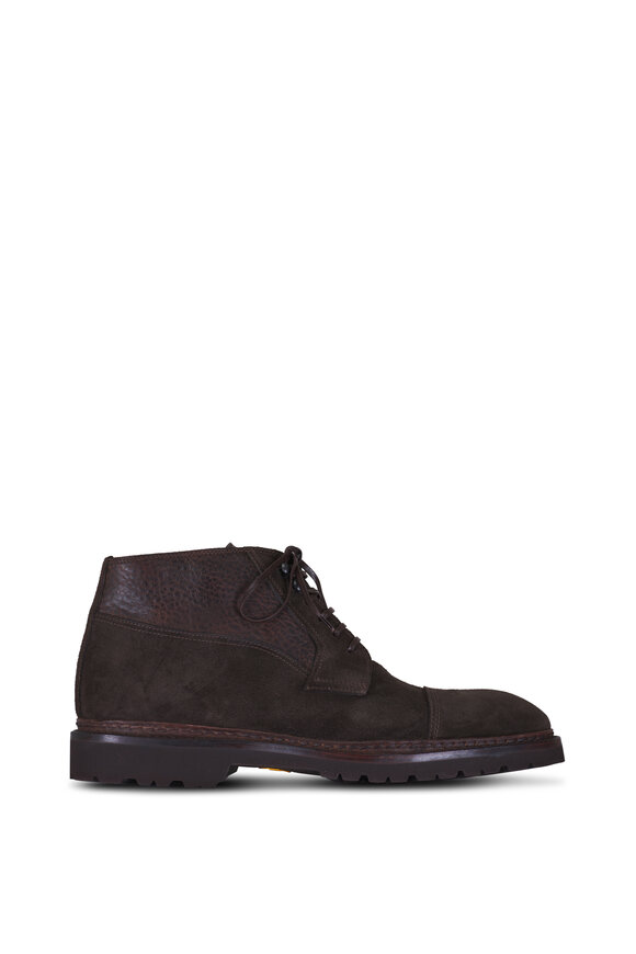 Bontoni - Dark Chocolate Suede & Leather Lace Up Boot 