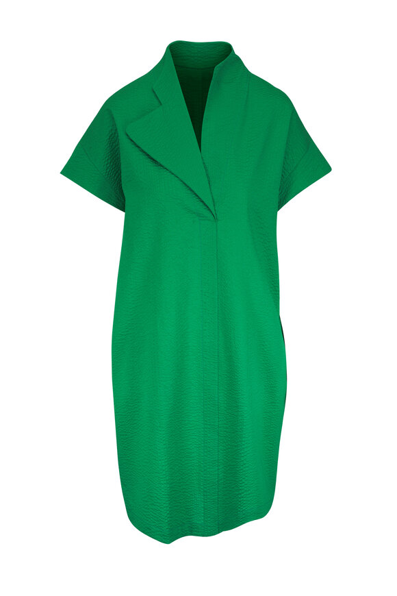 Zero + Maria Cornejo Adi Green Ripple Cotton Twill Dress