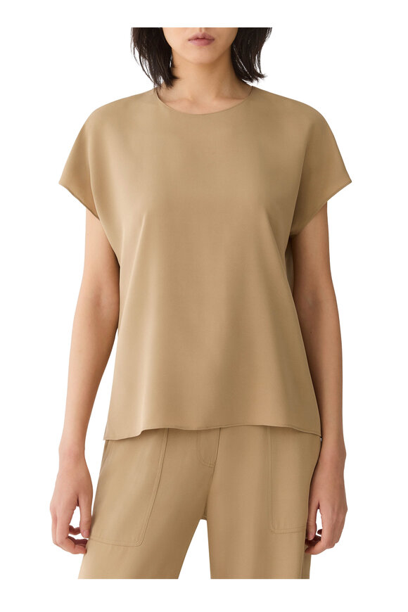 Lafayette 148 New York Cadet Khaki Silk Blouse - view 2