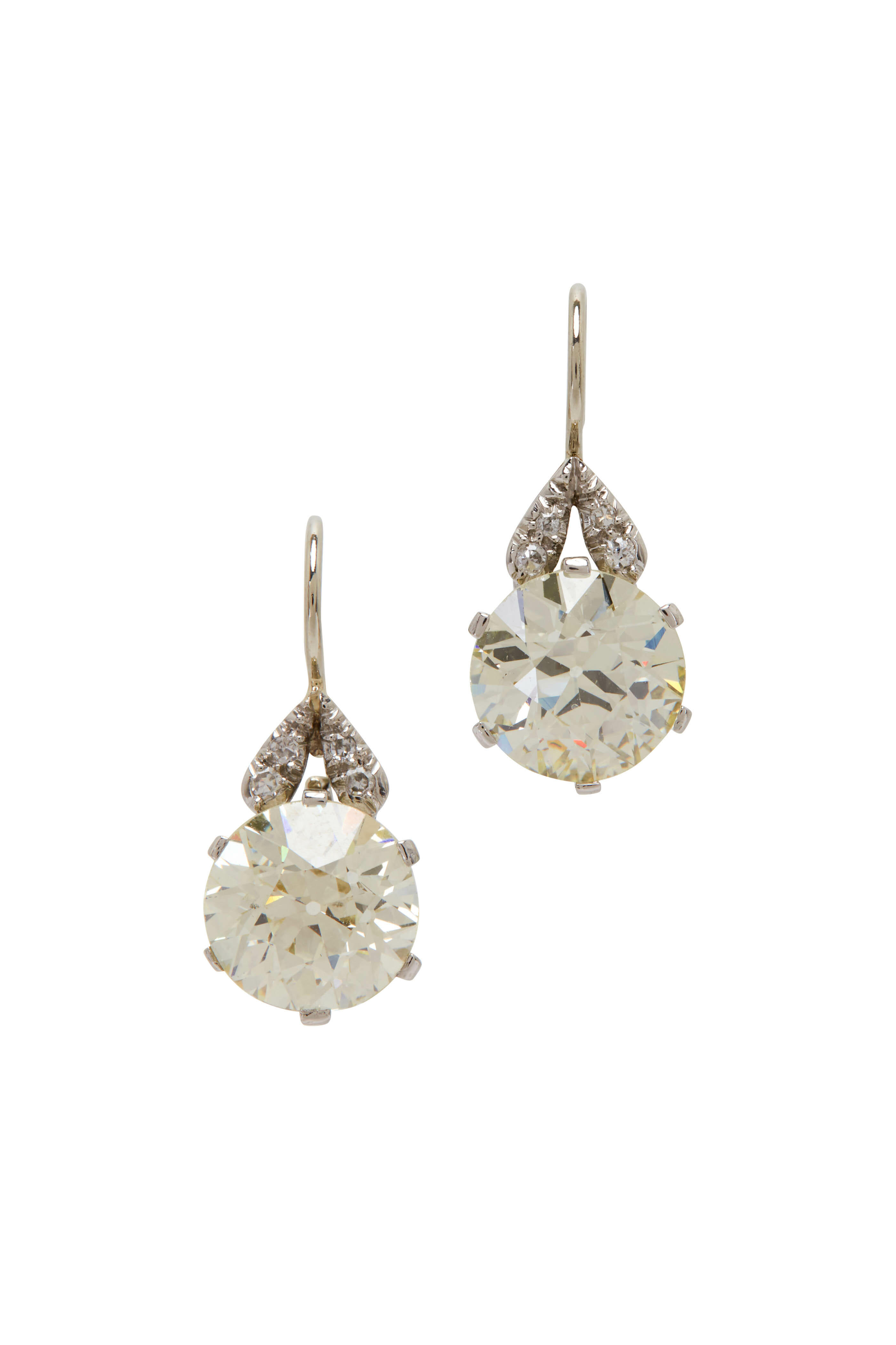 Fred Leighton - Old Euro Cut Diamond Drop Earrings