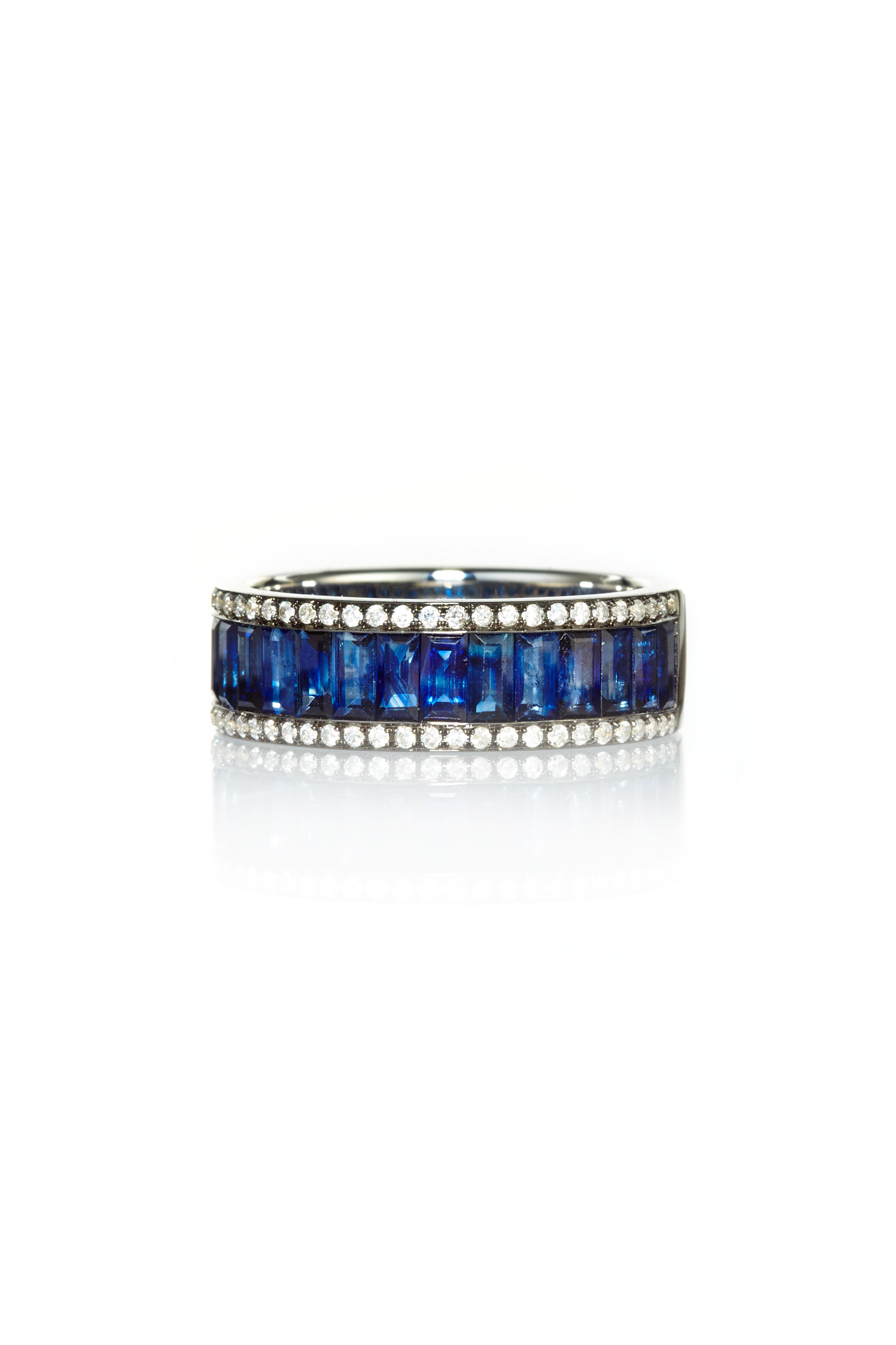 Nam Cho - 18k Blue Sapphire & Diamond Baguette Eternity Band - view 1