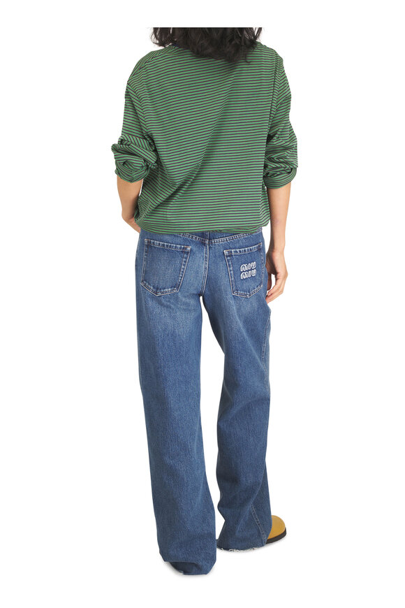 Miu Miu Green Striped Jersey T-Shirt - view 3