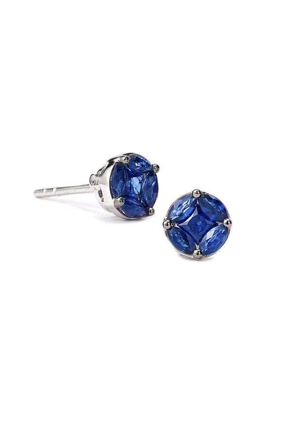 Nam Cho  Invisible Blue Sapphire 8mm Stud Earrings