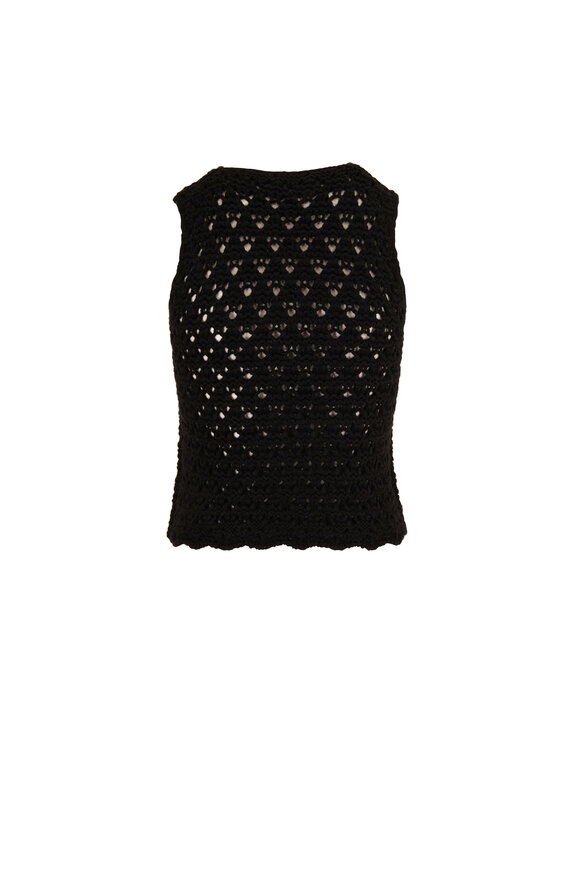 Vince - Black Wool & Cashmere Crochet Tank