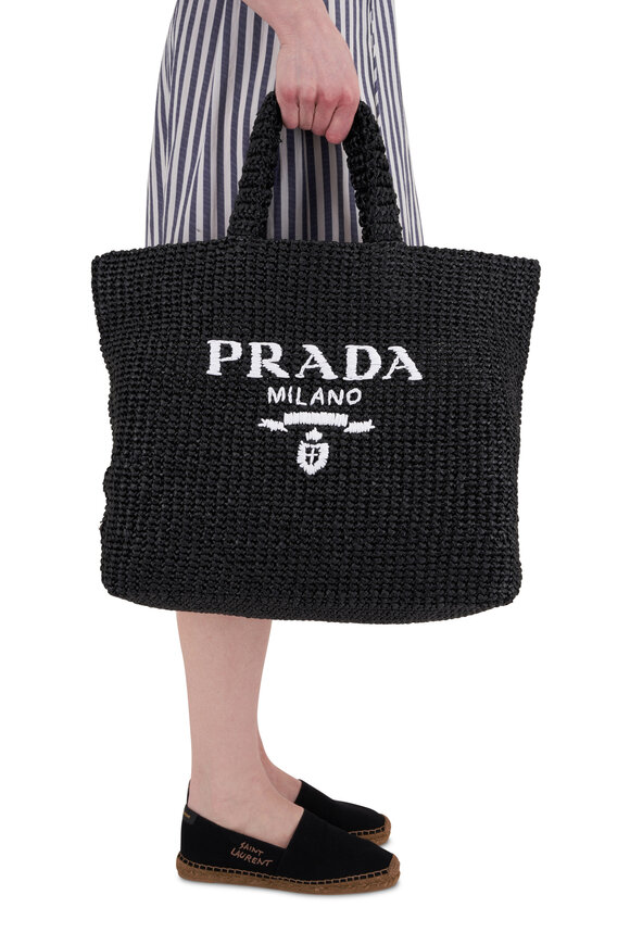 Prada - Black Raffia Tote Bag 