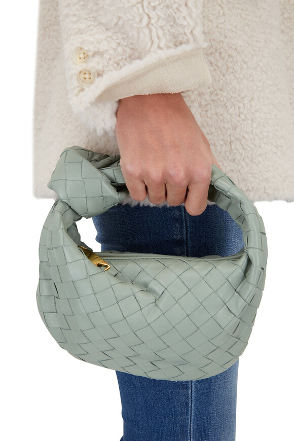 BOTTEGA VENETA: Knot pochette in woven leather - Green  Bottega Veneta  mini bag 717622V01D1 online at