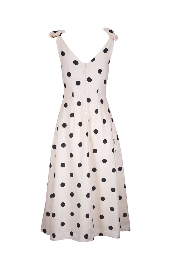 Zimmermann - Crush Black & White Polka Dot V-Neck Midi Dress