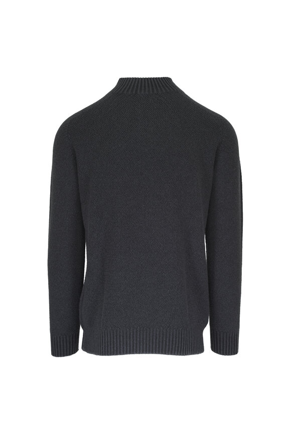 Fly3 Black Textured Wool Reversible Quarter Zip - view 2
