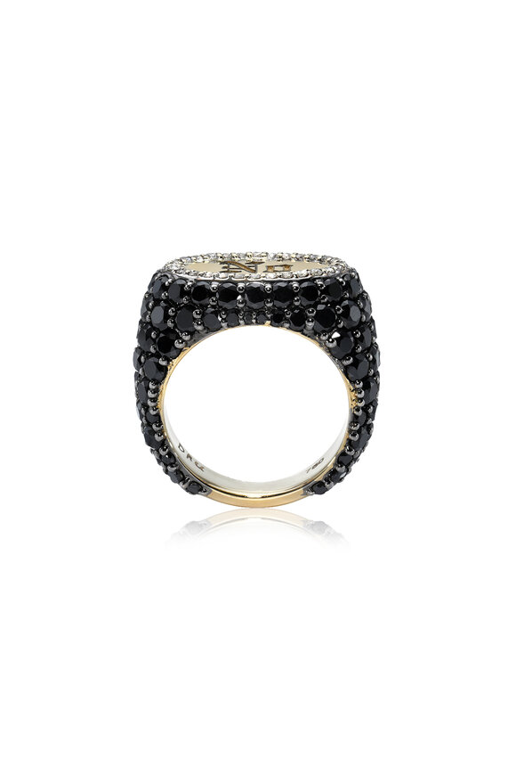 Dru - Black Diamond "No" Signet Ring 