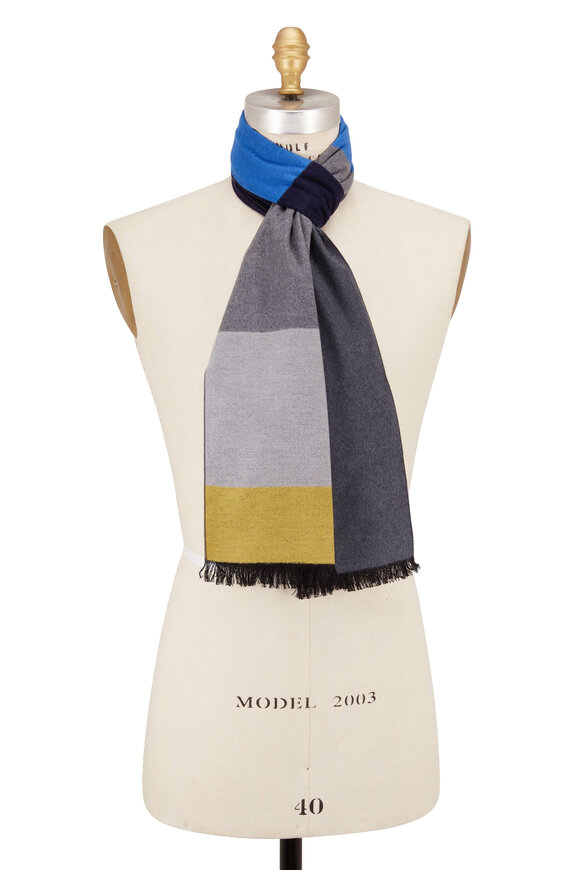 Chelsey Imports - Navy Wide Stripe Silk Scarf