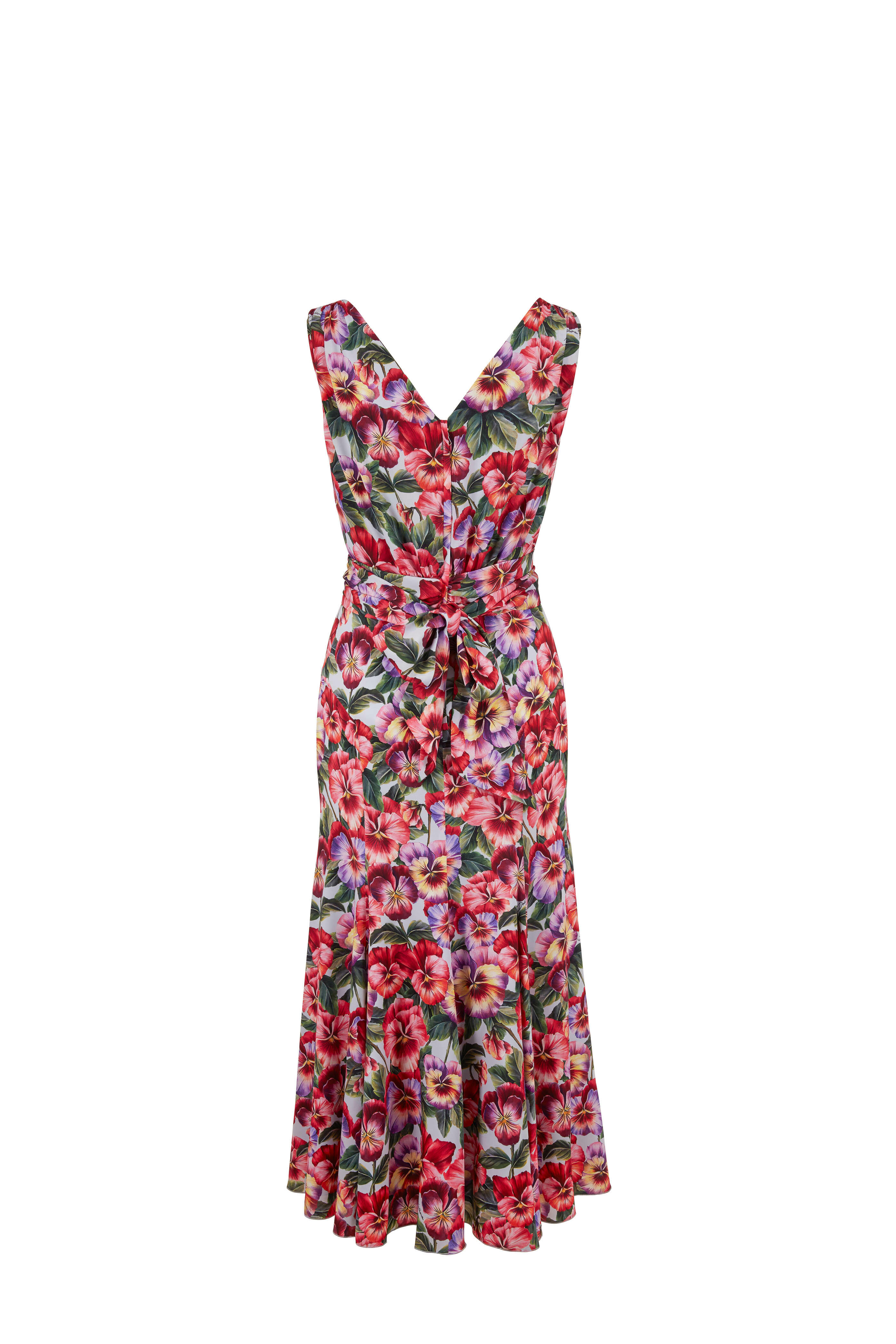 Dolce & Gabbana - Violte Pink Floral Charmeuse Sleeveless Dress