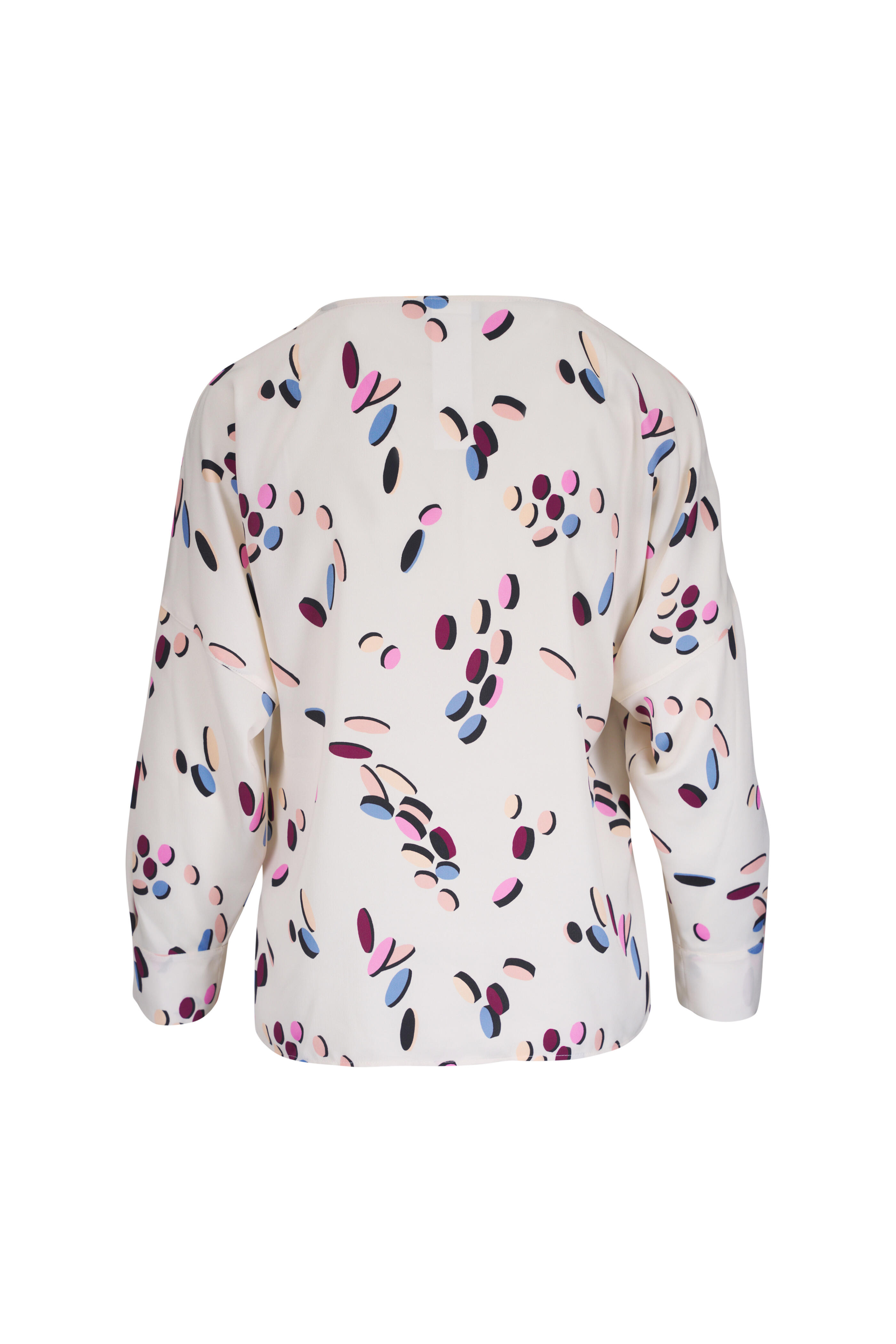 Akris Punto - Cream Multicolor Dropping Dot Print Blouse