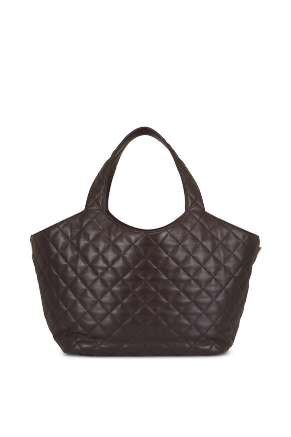 Saint Laurent Medium Icare Dark Chocolate Leather Shopping Tote - view 4