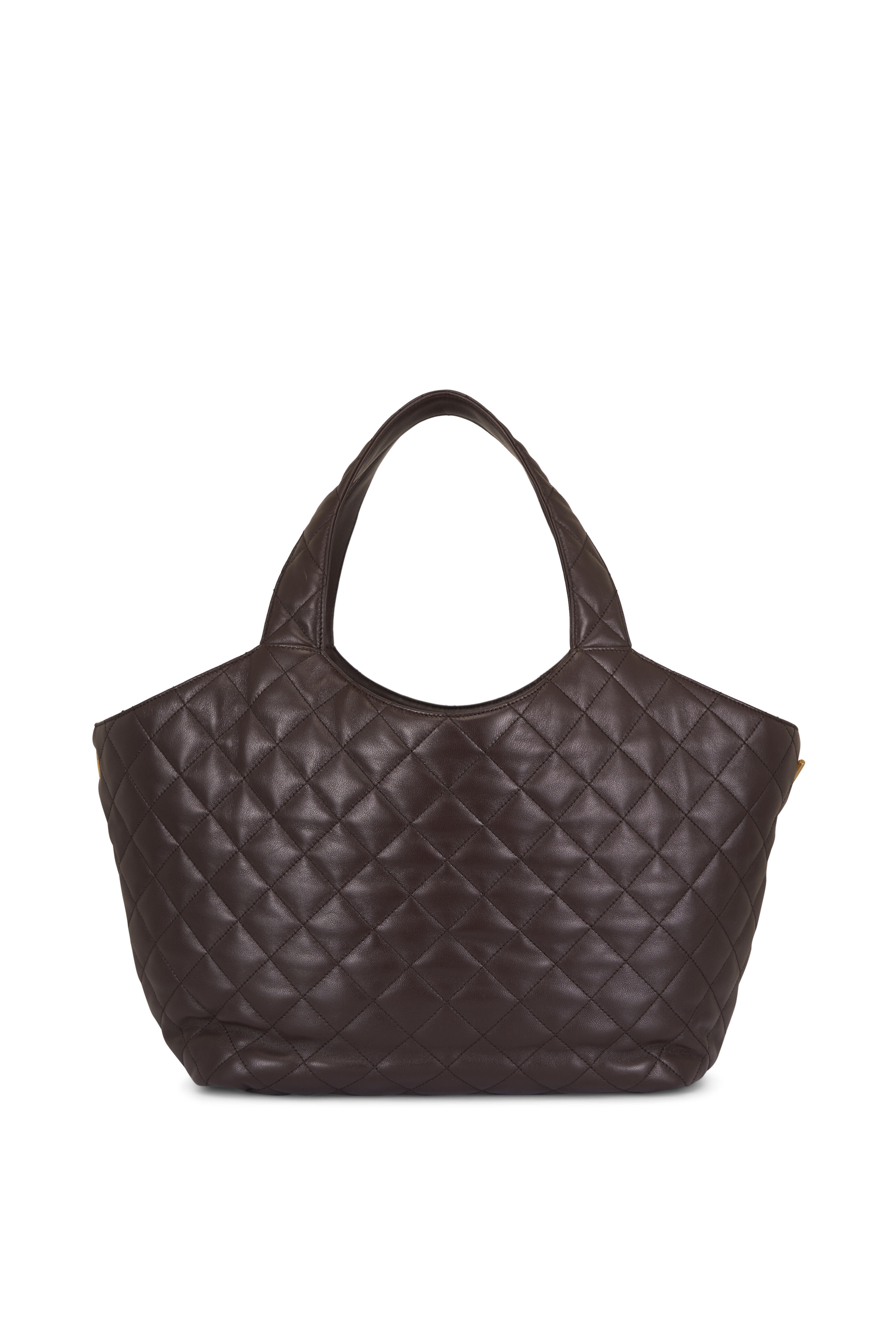 Saint Laurent - Medium Icare Dark Chocolate Leather Shopping Tote - view 4