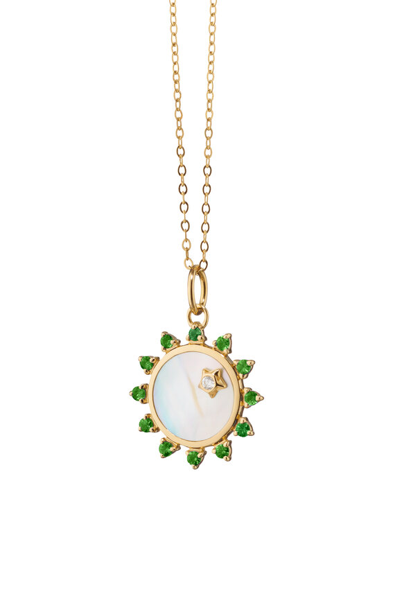 Monica Rich Kosann - Mini Mother of Pearl Emerald Sun Charm