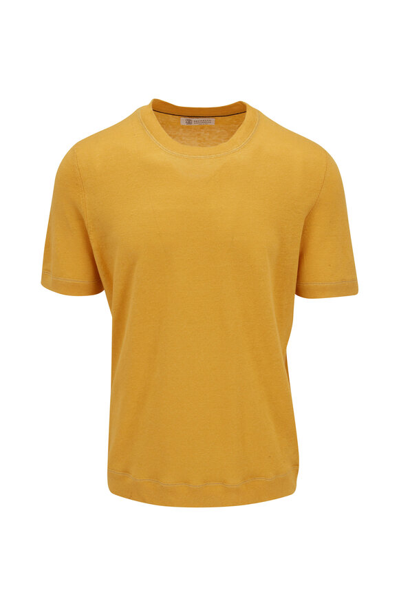 Brunello Cucinelli - Yellow Linen & Cotton Crewneck T-Shirt 