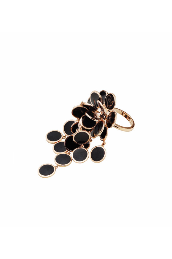 Chantecler Black Enamel Paillette Cascade Ring