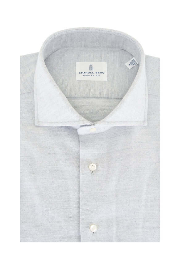 Emanuel Berg 4 Flex Light Gray Solid Modern Fit Sport Shirt