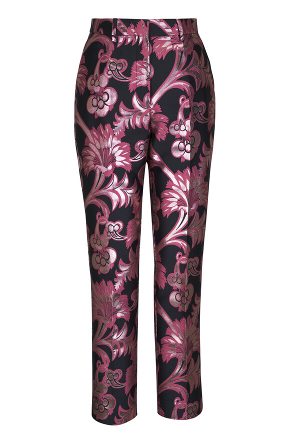 Etro Blush & Black Metallic Jacquard Pant